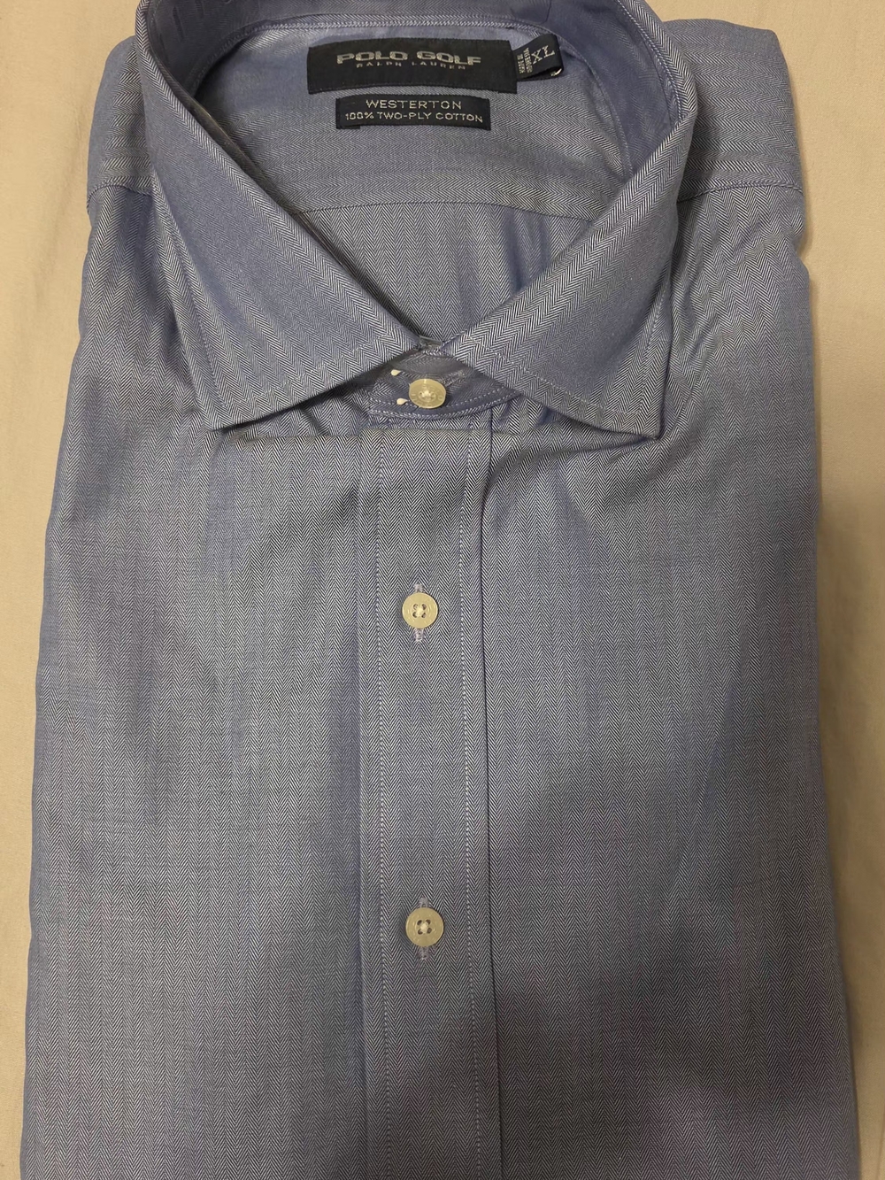 NWT Polo Golf Ralph Lauren Dress Shirt Men's XL Royal Links Blue Cotton
